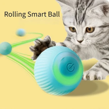 1 комплект електрически играчки за котки с автоматично катящимся топче, интерактивни играчки за котки, образователна играчка за коте, синьо