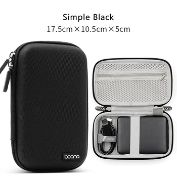 2X BOONA Водоустойчива чанта за съхранение на 2,5-инчов мобилен твърд диск, захранване, USB-устройство, слушалки за пренос на данни, сиво и черно