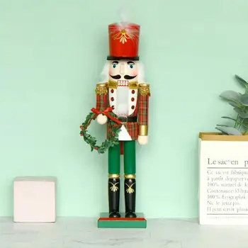 38 см, дървена фигурка щелкунчика с ръчно рисувани, модел войник, реколта кукла, домашен декор, подаръци, коледна украса, кукли