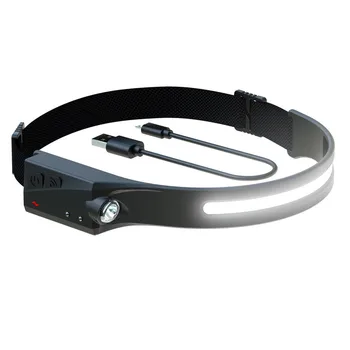 5 бр. led индукционный сензор, налобный лампа, акумулаторна фенерче COB USB, супер ярък работен светлина, осветление на велосипедни фарове