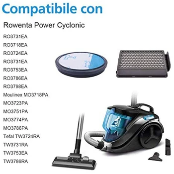8 бр. HEPA-филтри за Rowenta Cyclonic Power Серия RO3753EA, RO3731EA, RO3786EA / За Moulinex / Compact Tefal