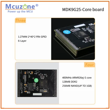 AT91SAM9G25, дънна платка MDK9G25, процесор 400 Mhz, 256 М NAND, ISI, Ethernet, 4 * USART, 2 * UART, USB 2.0 HS