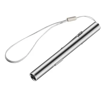 Горещ USB-акумулаторна мини джоб фенерче във формата на писалка, led фенерче с клипс от неръждаема стомана, сребърен джобен led фенерче-факел