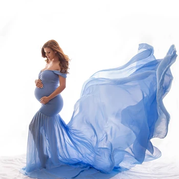Дълъг реквизит за снимки на бременни, облекло за бременни с открити рамене, рокли за бременни, за жени, Макси рокля за бременни