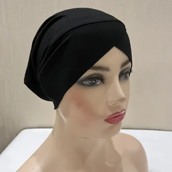 Еластичен трикотаж, памучни шапка-шал, мюсюлмански дамски шапки-hijabs, налобный кръст, ислямски тюрбан, качулка, превръзка на главата шапка-тръба