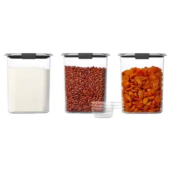 Комплект от 3 теми за килер, прозрачни и запечатани контейнери за съхранение на храни и килер, маслобойка
