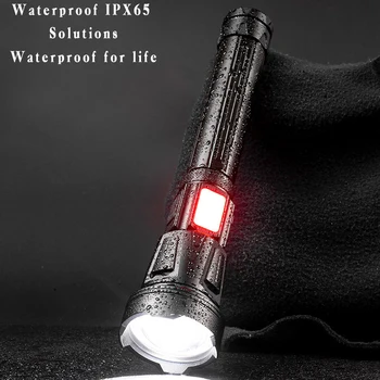 Мощен фенер XHP160 LED, голям тактически водоустойчив фенер, аварийно захранване за къмпинг, акумулаторна мащабируеми светлини