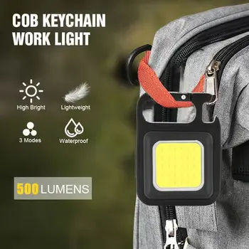 Мултифункционално фенерче аварийно осветление USB зареждане на преносими ключодържател работен лампа COB Light Открит къмпинг палатка за риболов