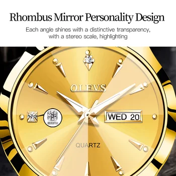 Мъжки часовник OLEVS най-добрата марка луксозни златни кварцови часовници за мъже, водоустойчиви корпус от вольфрамовой стомана, каишка, светещи ръчен часовник с дата седмицата