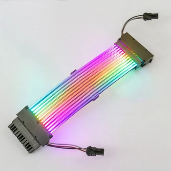 Сменяеми Аксесоари Корпус PC удължителен кабел за захранване RGB Кабел, Адаптер за предаване на цветната линия ATX 24Pin ARGB Streamer, Синхронизация M/B 5V 3Pin