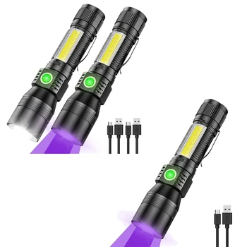 Ултравиолетово фенерче лилав цвят, супер ярък малка акумулаторна батерия водоустойчив магнитен led фенерче, имат flash