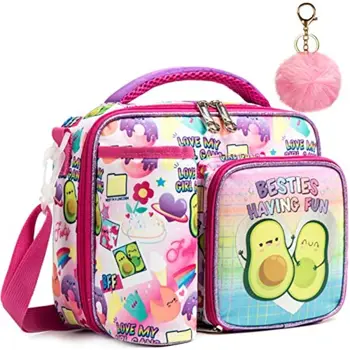Чанта за обяд за момичета, чанта-хладилник за деца, изолирано чанта за обяд за деца от детската градина, термосумка с каишка, чанта за училище